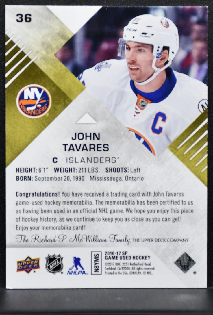 2016-17 SP Game Used Gold Material John Tavares New York Islanders Jersey 3483