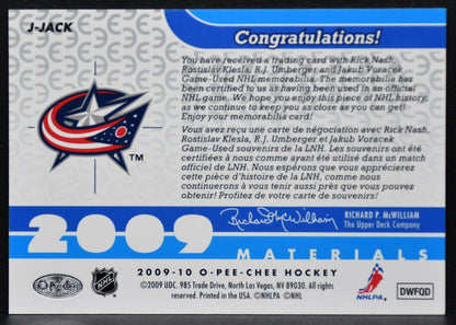 2009-10 OPC Materials Voracek/Umberger/Nash/Klesla Jersey 8364