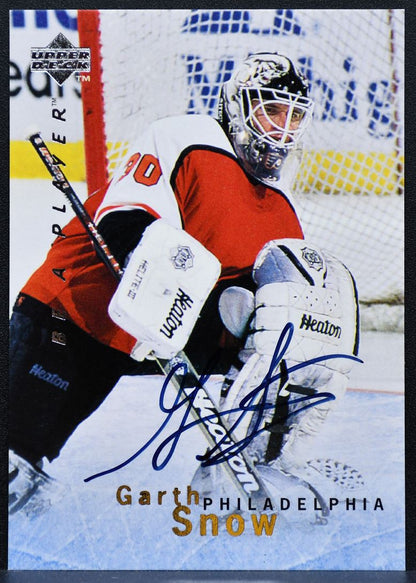 1996-97 Upper Deck Be A Player Autos Garth Snow Philadelphia Flyers Auto 9411