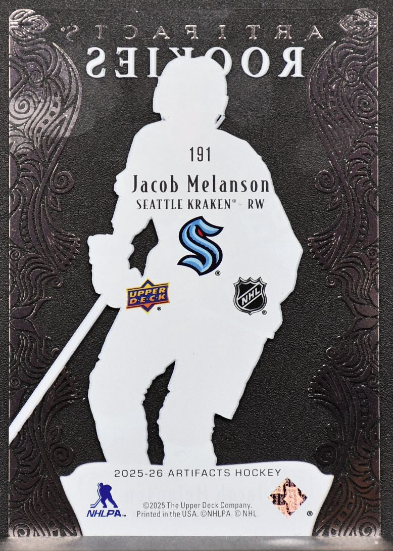 2025-26 UD Artifacts Rookies Clear Cut Jacob Melanson 191 Seattle Kraken RC 5234