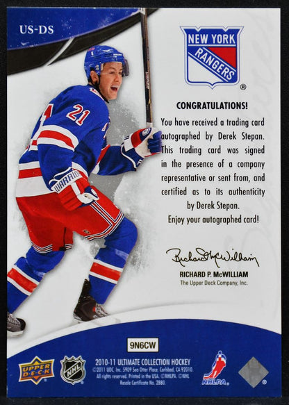 2010-11 UD Ultimate Collection Signatures Derek Stepan US-DS Rangers Auto 6108