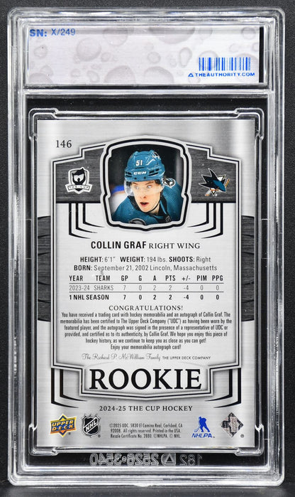 2024-25 UD The Cup Base Set Rookie Auto Patch Collin Graf 146 RC Auto Patch 2293