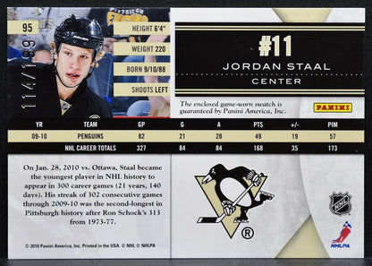 2010-11 Panini Limited Mirror Silver Jordan Staal Penguins 114/199 Jersey 6502