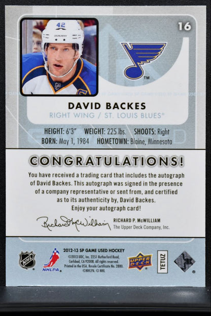 2012-13 SP Game Used Gold Autographs David Backes 16 Auto 4665