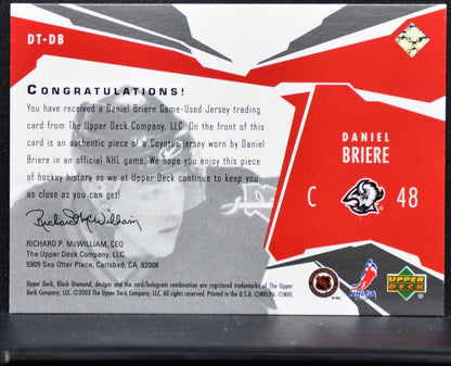 2003-04 Upper Deck Black Diamond Threads Daniel Briere DT-DB Sabres Jersey 7856