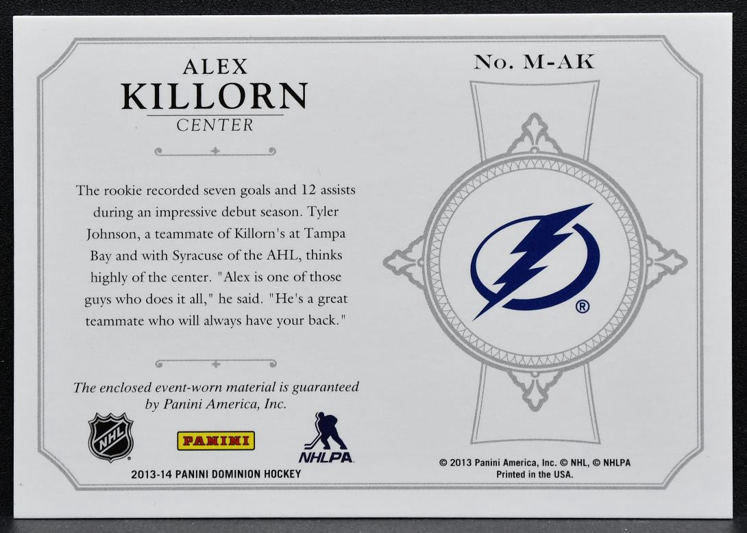 2013-14 Panini Dominion Mammoth Alex Killorn M-AK Lightning 07/50 Jersey 3346