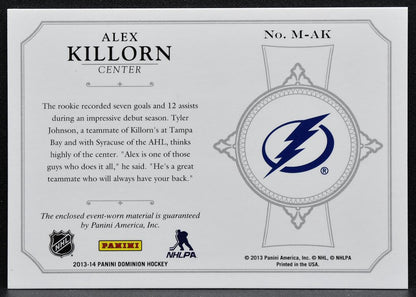 2013-14 Panini Dominion Mammoth Alex Killorn M-AK Lightning 07/50 Jersey 3346