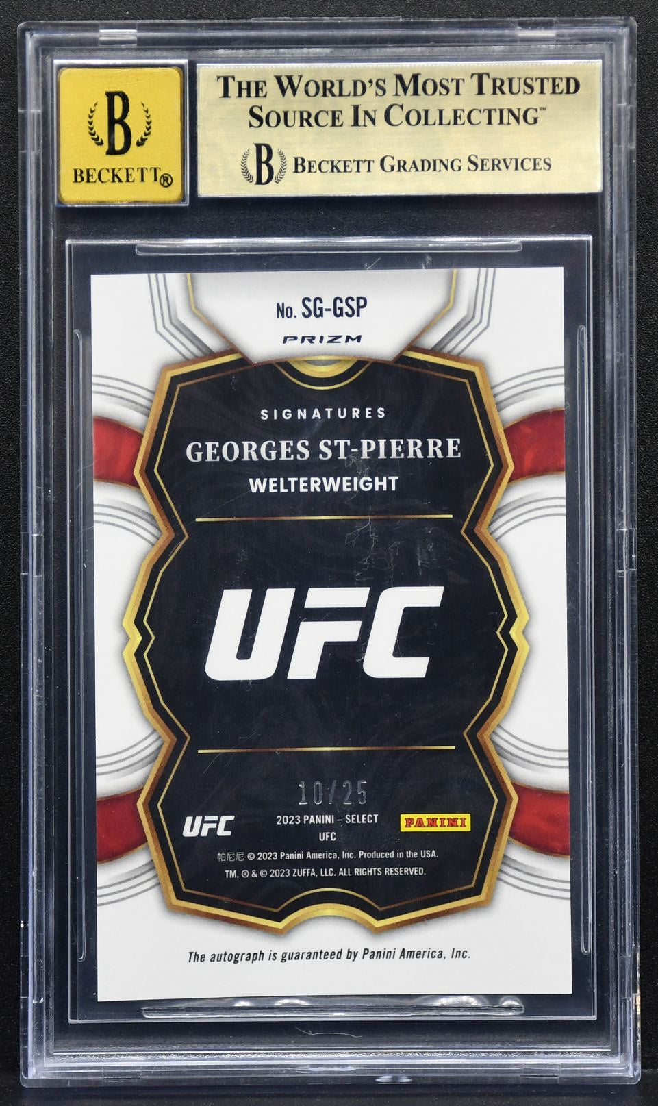 2023-24 Panini Select Signatures Tie-Dye Prizm Georges St-Pierre SG-GSP Auto 25