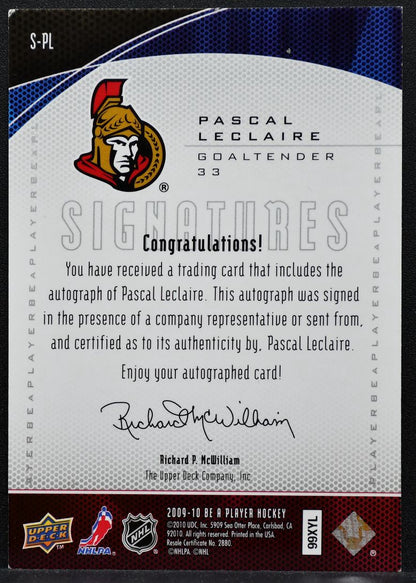 2009-10 Upper Deck Be A Player Signatures Pascal Leclaire Senators Auto 0736