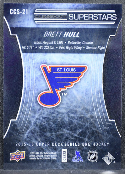 2015-16 Upper Deck Series 1 Clear Cut Superstars Brett Hull CCS-21 Blues 6469