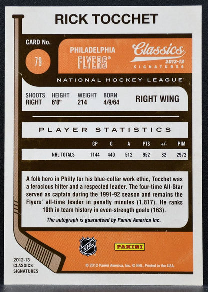 2012-13 Panini Classics Signatures Rick Tocchet 79 Philadelphia Flyers Auto 1078