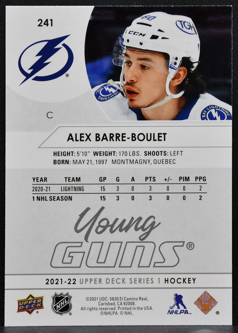 2021-22 Upper Deck Series 1 Young Guns Alex Barre-Boulet 241 Lightning RC 6816