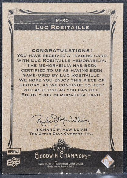 2013-14 UD Goodwin Champions Memorabilia Luc Robitaille Kings Jersey 0033