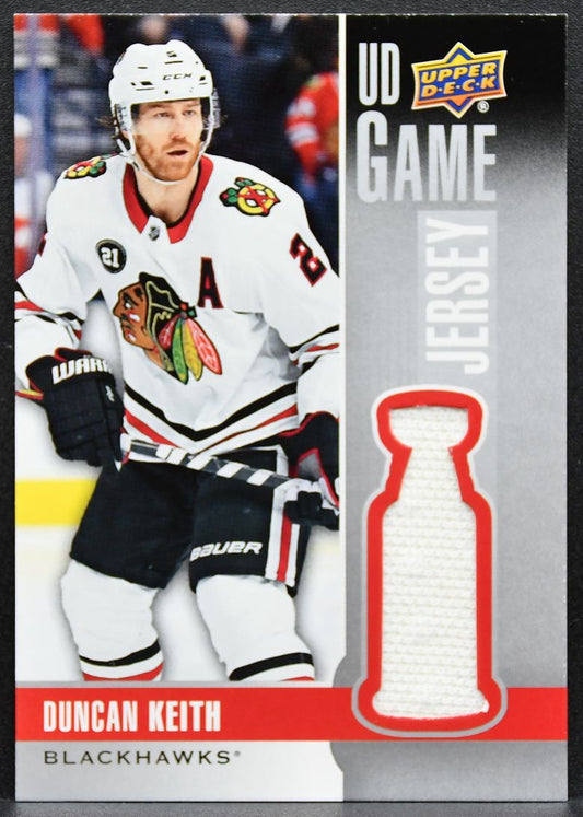 2019-20 Upper Deck Series 1 UD Game Jerseys Duncan Keith Blackhawks Jersey 3189