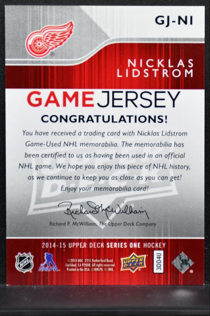 2014-15 Upper Deck Series 1 Game Jerseys Nicklas Lidstrom Red Wings Jersey 1526