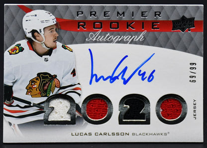 2020-21 UD Premier Rookie Autographes Carlsson PRA-LC RC Auto 69/99 Maillot