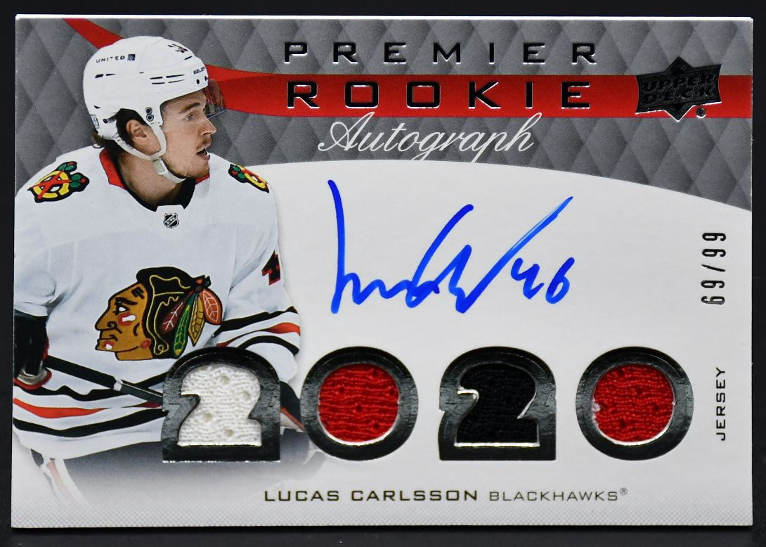 2020-21 UD Premier Rookie Autographs Carlsson PRA-LC RC Auto 69/99 Jersey