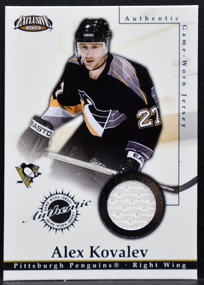 2002-03 Pacific Exclusive Jersey Alexei Kovalev Pittsburgh Penguins Jersey 7799