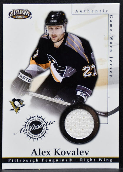 2002-03 Pacific Exclusive Jersey Alexei Kovalev Pittsburgh Penguins Jersey 7799