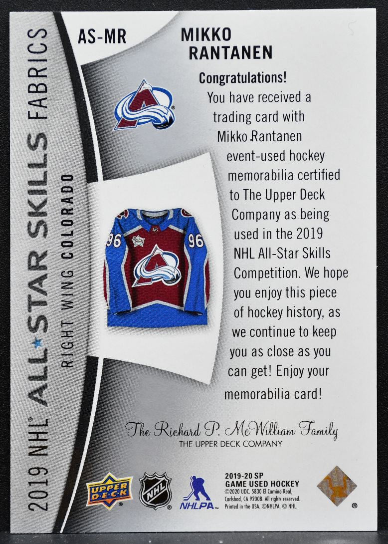 2019-20 SP Game Used 2019 NHL All-Star Skills Fabric Rantanen Jersey 5246
