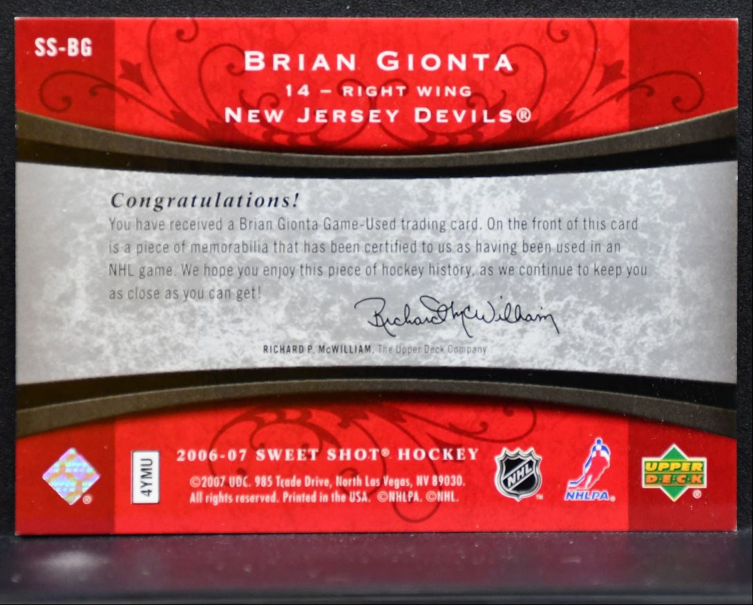 2006-07 Upper Deck Sweet Shot Stitches Brian Gionta Devils 185/200 Jersey 2547