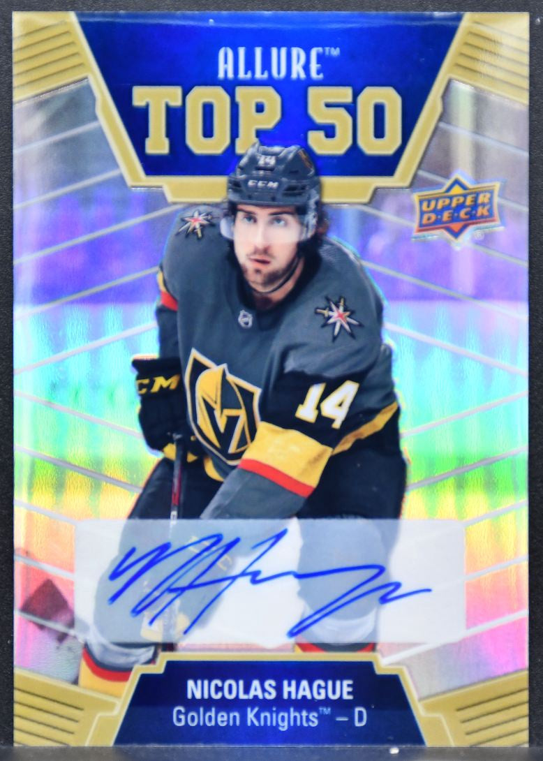 2019-20 Upper Deck Allure Top 50 Blue Autographs Nicolas Hague T50-45 Auto 4952