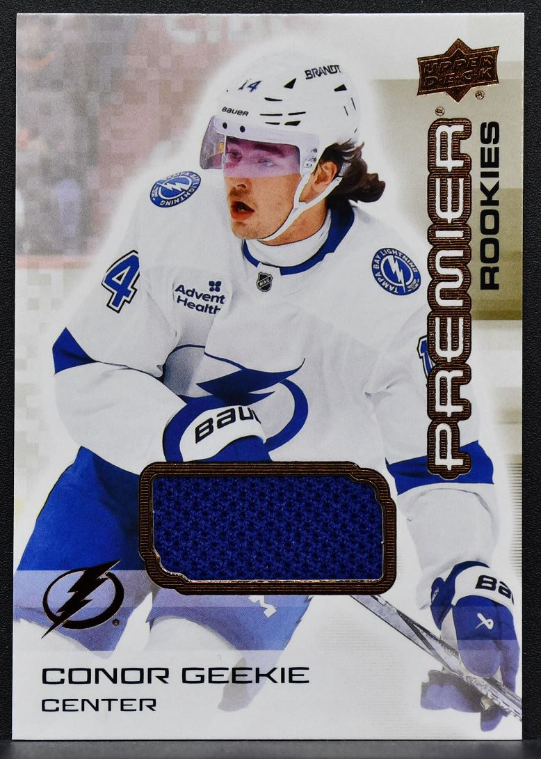 24-25 UD Premier RC Bronze Jersey Conor Geekie 122 Tampa Bay Lightning RC Jersey 7871