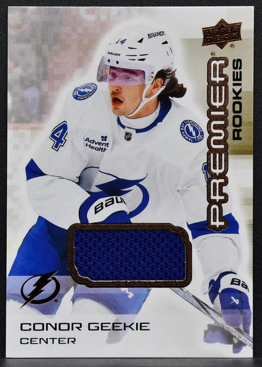 24-25 UD Premier RC Bronze Jersey Conor Geekie 122 Tampa Bay Lightning RC Jersey 7871