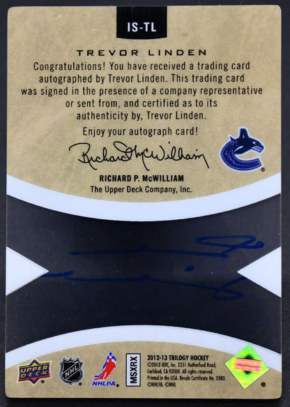 2013-14 UD Trilogy Ice Scripts Trevor Linden IS-TL Auto