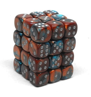 Gemini 36 * D6 Copper-Teal / Silver 12mm Chessex Dice (CHX26853)