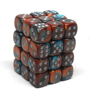 Gemini 36 * D6 Copper-Teal / Silver 12mm Chessex Dice (CHX26853)