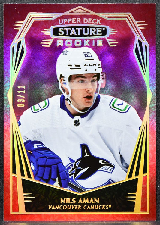 2022-23 Upper Deck Stature Rookie Red Nils Aman 178 Vancouver Canucks RC 03/11 8365
