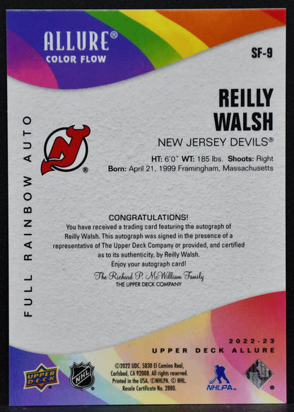 2022-23 UD Allure Color Flow Autographs Full Rainbow Reilly Walsh SF-9 Auto
