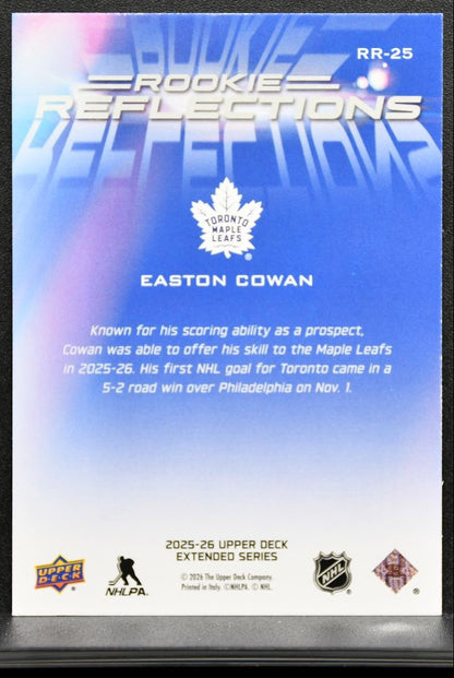 2025-26 UD Extended Series Rookie Reflections Easton Cowan Maple Leafs RC 9065