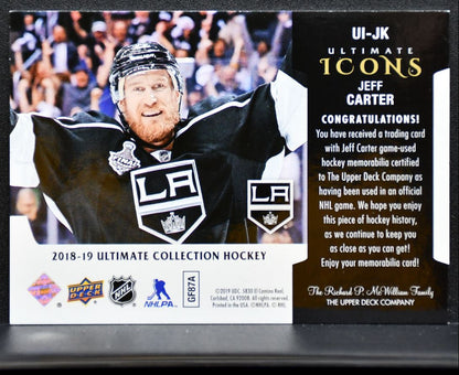 2018-19 UD Ultimate Collection Icons Jersey Jeff Carter UI-JK Kings Jersey 5692