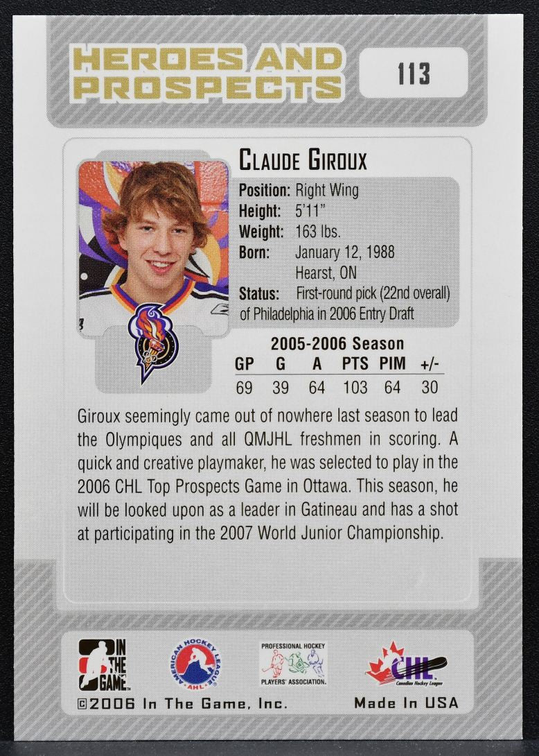 2006-07 In The Game Heroes and Prospects Palmieri 113 Gatineau Olympiques 7887