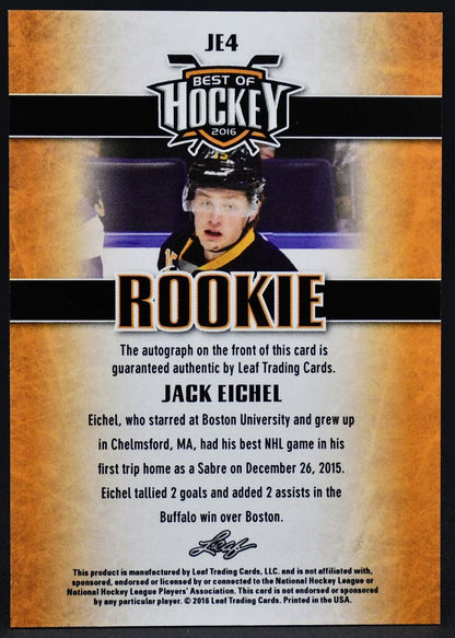 2016-17 Leaf Best Of Hockey Rookie Auto Jack Eichel ND-JE1 RC Auto