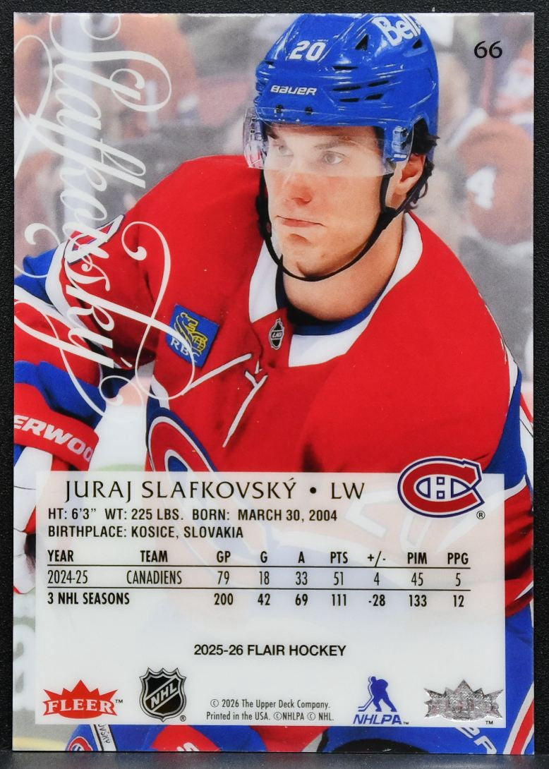 2025-26 Flair Juraj Slafkovsky 66 Montreal Canadiens 5084