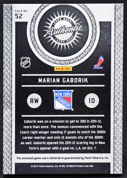 Écusson Panini Titanium Game-Worn Gear 2011-12 Marian Gaborik 10 14/25