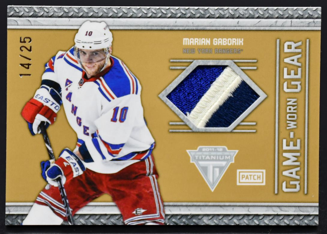 2011-12 Panini Titanium Game-Worn Gear Patch Marian Gaborik 10 14/25 Patch