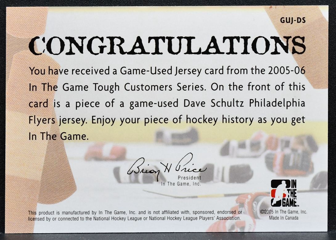 2005-06 ITG Tough Customers Game-Used Jersey Dave Schultz Flyers Jersey 1205