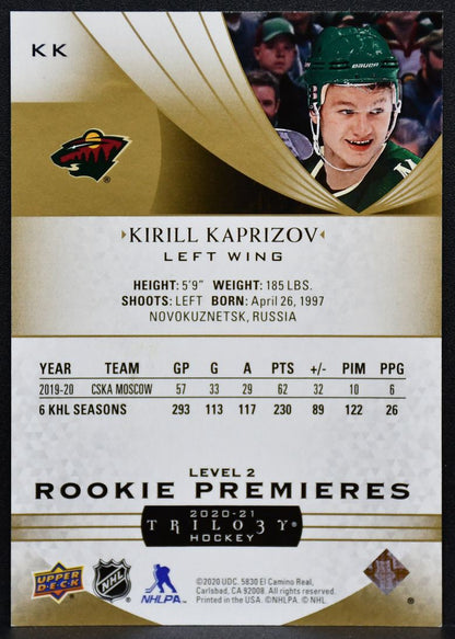 20-21 UD Trilogy RC Premieres Level 3 Kirill Kaprizov KK Wild RC 152/499 5586