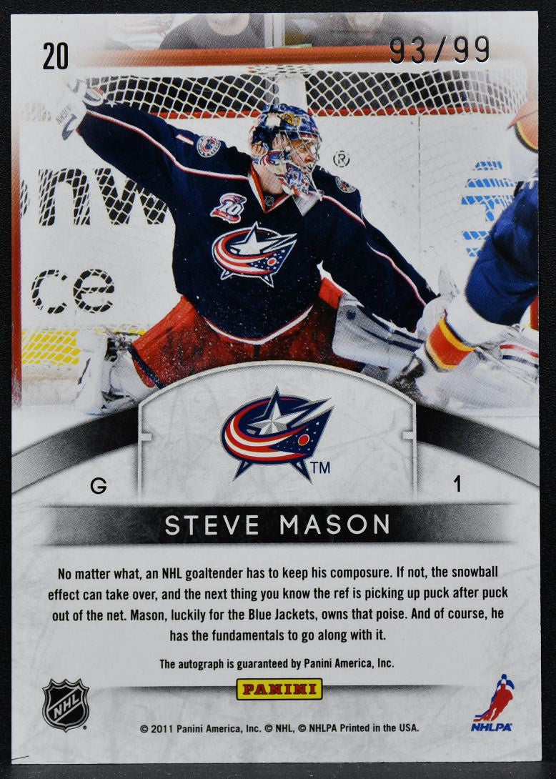 2011-12 Panini Limited Crease Cleaners Signatures Steve Mason 20 Auto 93/99 2910