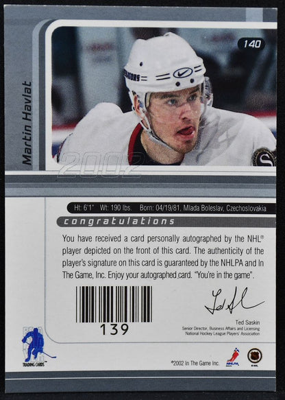 2001-02 Be a Player Seriesgraph Buybacks Gold Havlat 140 Senators Auto 5774