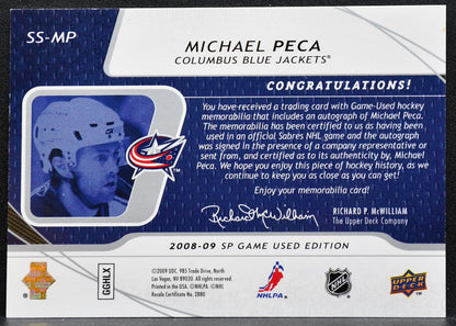 2008-09 SP Game Used SIGnificant Swatches Michael Peca Auto 17/50 Jersey 1991