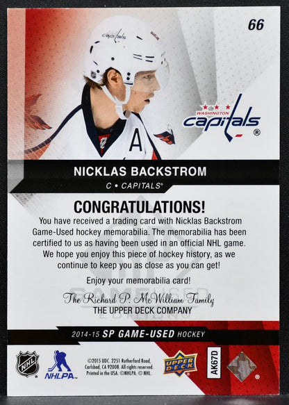2014-15 UD Ultimate Collection Base Memorabilia Nicklas Backstrom Jersey 9600