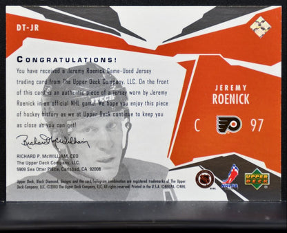 2003-04 Upper Deck Black Diamond Threads Jeremy Roenick DT-JR Flyers Jersey 6309