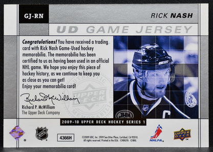 2009-10 Upper Deck Series 1 UD Game Jerseys Rick Nash GJ-RN Jackets Jersey 8476