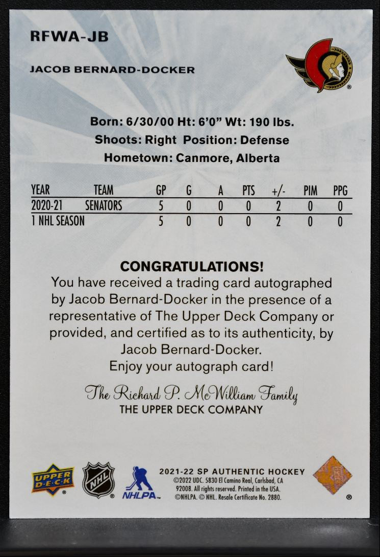 2021-22 SP Authentic 11-12 Retro FW Auto Bernard-Docker RC Auto 032/499 2645