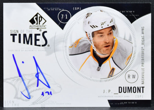 2009-10 SP Authentic Sign of the Times J.P. Dumont ST-JD Predators Auto 2526